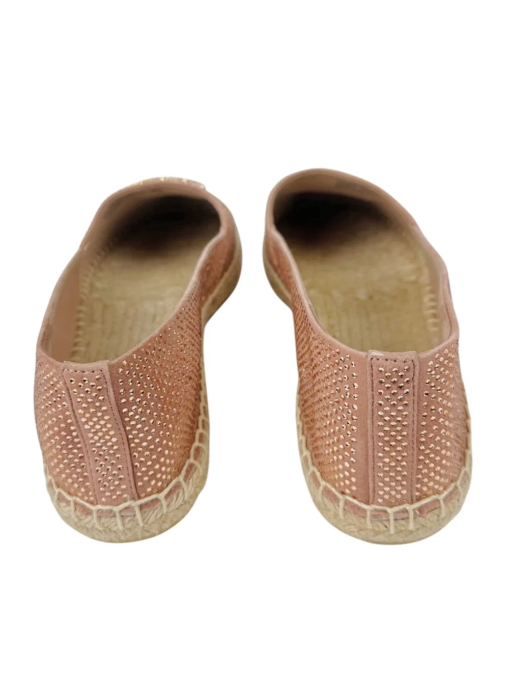 TORY BURCH Women Dusty Rose Everly Leather Rhinestone Espadrille Size 9.5 NWOB